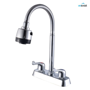 New dual handle 4" zinc & brass bathroom basin faucet
