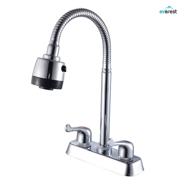New dual handle 4" zinc & brass bathroom basin faucet