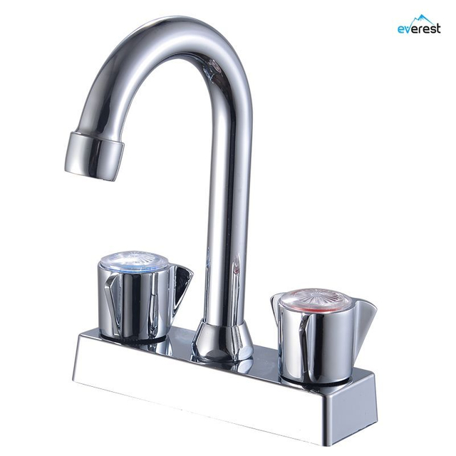 Mexico High-Quality 4-Inch Chrome-Plated Double-Handle Single-Hole Thick-Tube Bathroom Basin Faucet