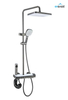 Brushed Metal Gun Shower Faucet Set Rain Mixer Shower Combo Set High Pressure Rainfall Dual Shower Head System with Valve