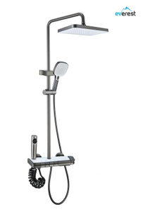 Brushed Metal Gun Shower Faucet Set Rain Mixer Shower Combo Set High Pressure Rainfall Dual Shower Head System with Valve
