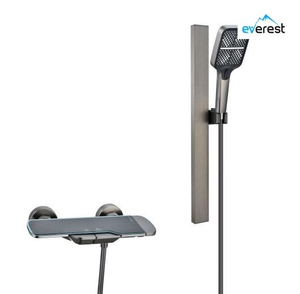 Fashionable Luxury Gun Gray Color Shower Set High Quality Thermostatic 2 Function Shower Set Full Copper Faucet Wholesale Price