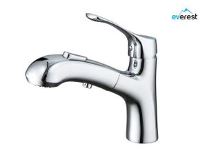Brass Wash Basin Kitchen Faucet Mixer Sink Taps with Pullout Nozzle